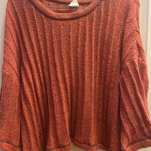 By Together Brown Crew Neck Sweater with Ribbed Knit